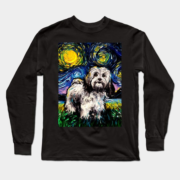 Lhasa Apso Night Long Sleeve T-Shirt by sagittariusgallery